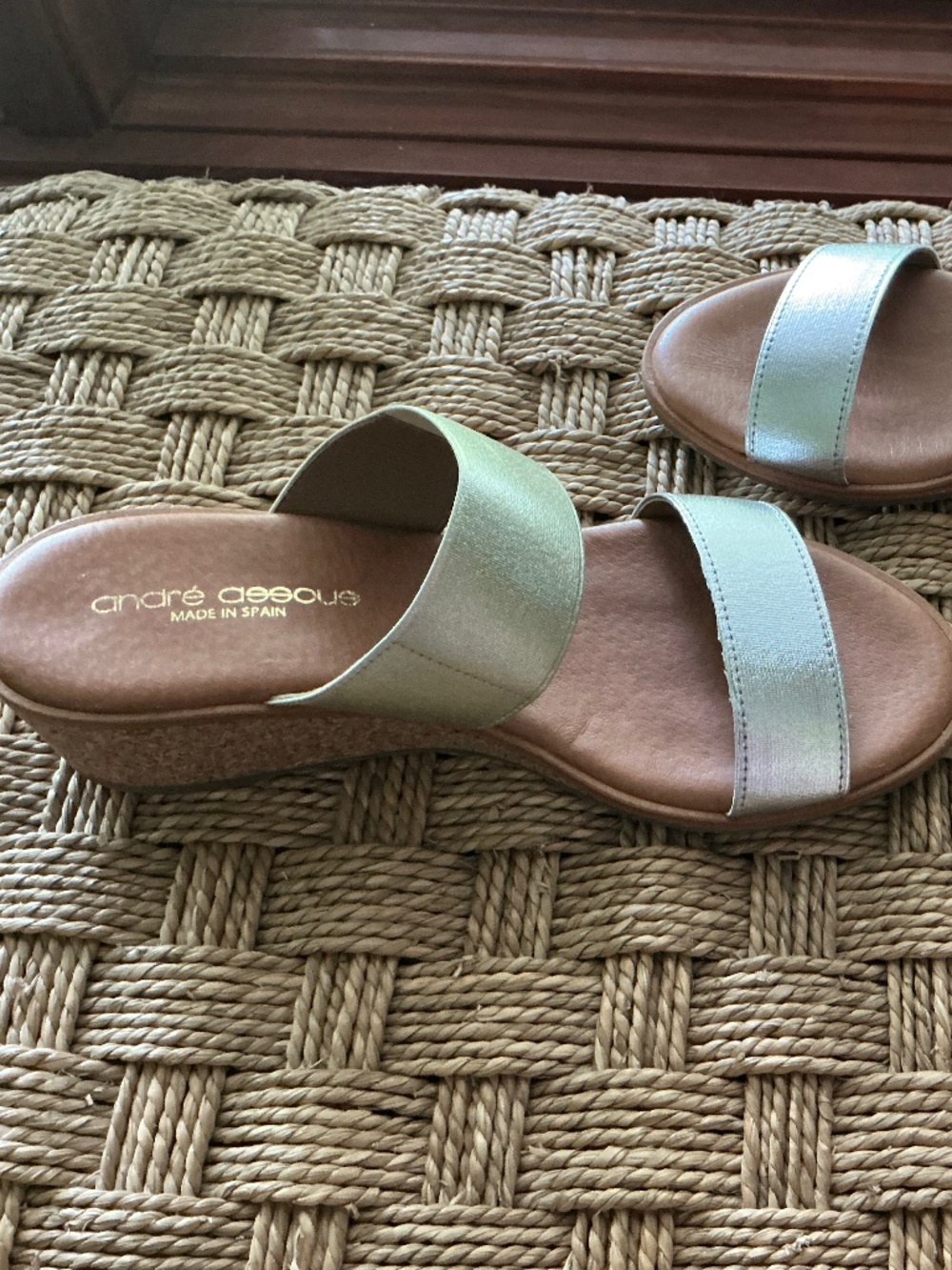 André Assous Gwenn Two Tone Metallic Cork Wedges Size 8 M